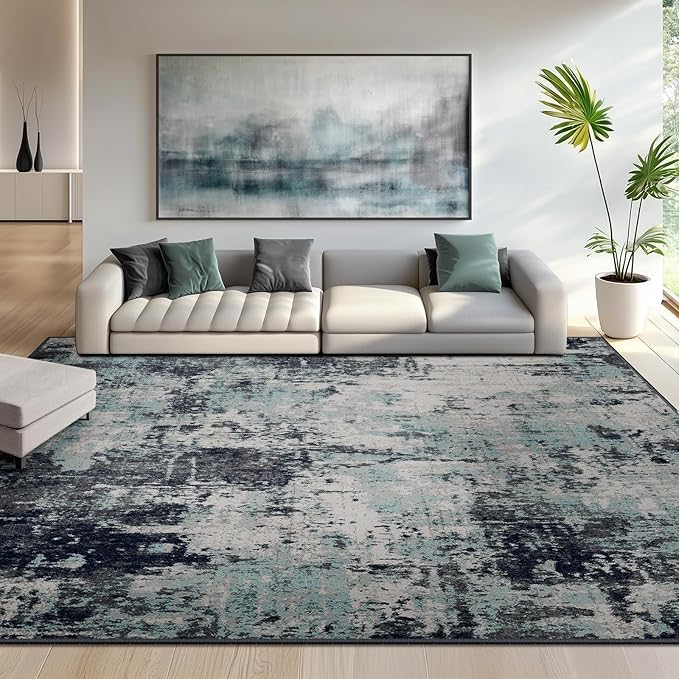 Washable Area Rugs 8'x10' Non-Slip Modern Abstract Soft - Image 9