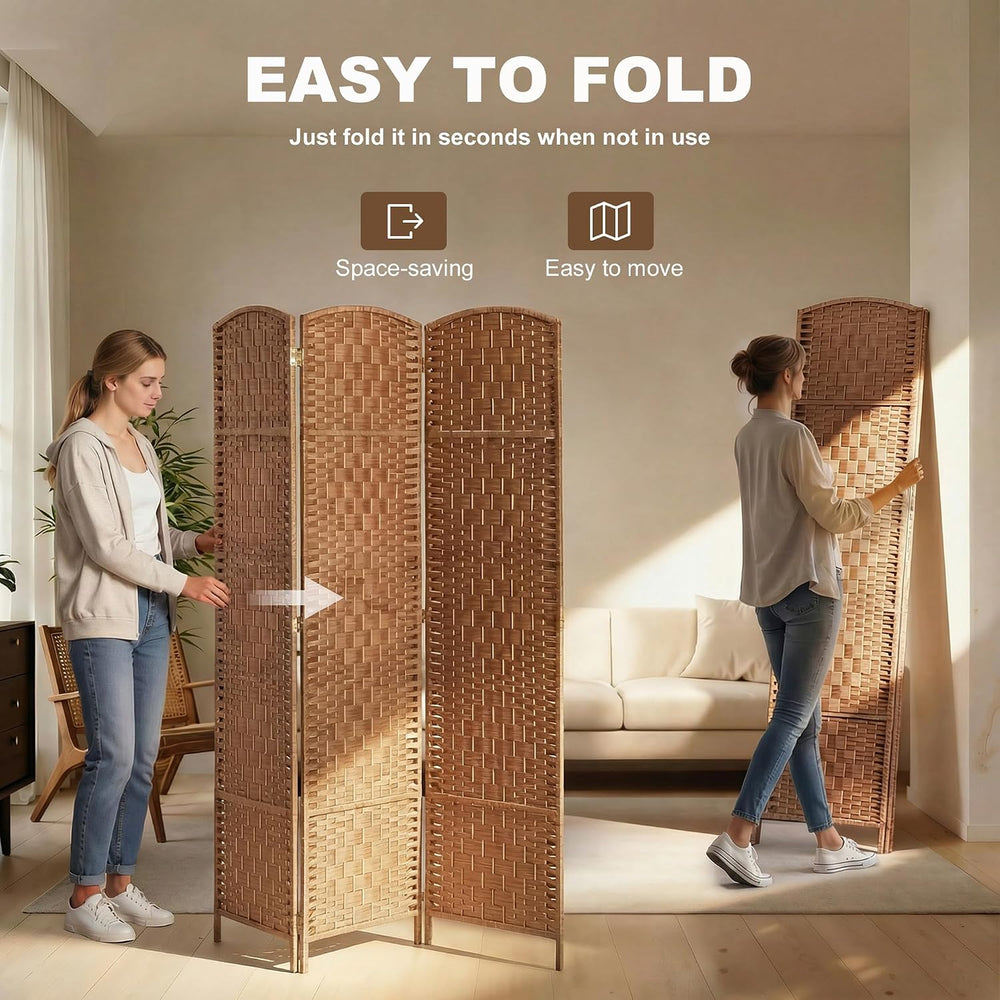HOMCOM Room Divider 3-Panel, 6FT-Tall Folding Privacy Screen, Natural