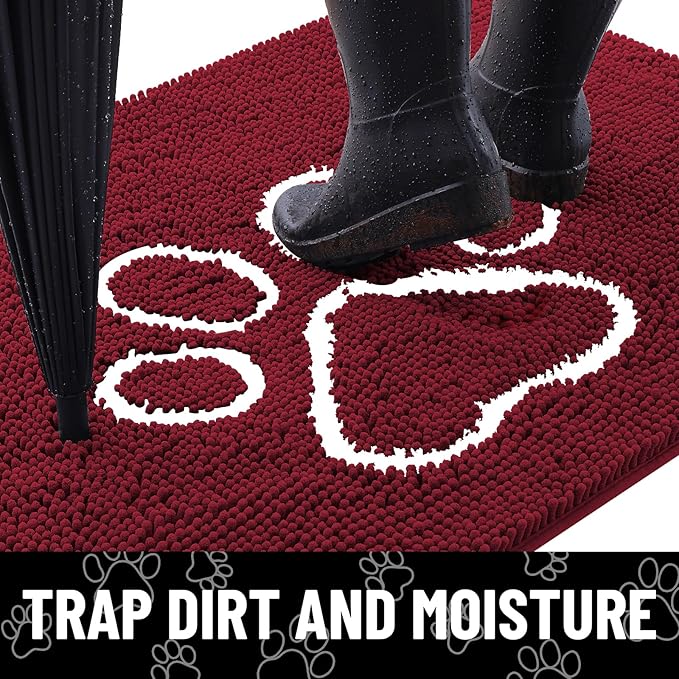 Smiry Dog Door Mat for Muddy Paws, Absorbent Dirt Trapper Non Slip Quick Dry - Image 2