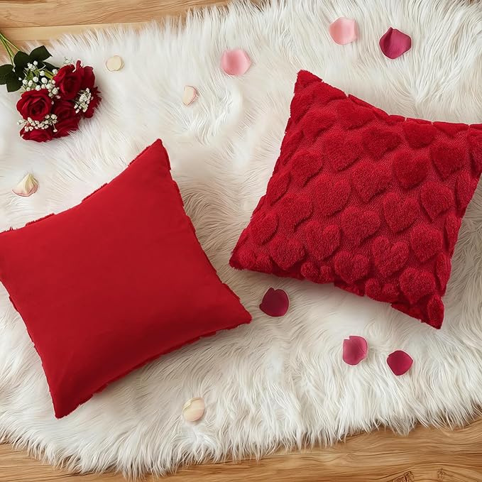 decorUhome Valentine’s Day Soft Plush Throw Pillow Covers 18x18 Inch Set of 2 - Image 4
