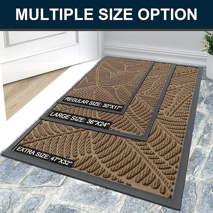 Colorxy Waterproof Doormat, Sturdy Natural Rubber Front Indoor Mat, Non Slip - Image 7