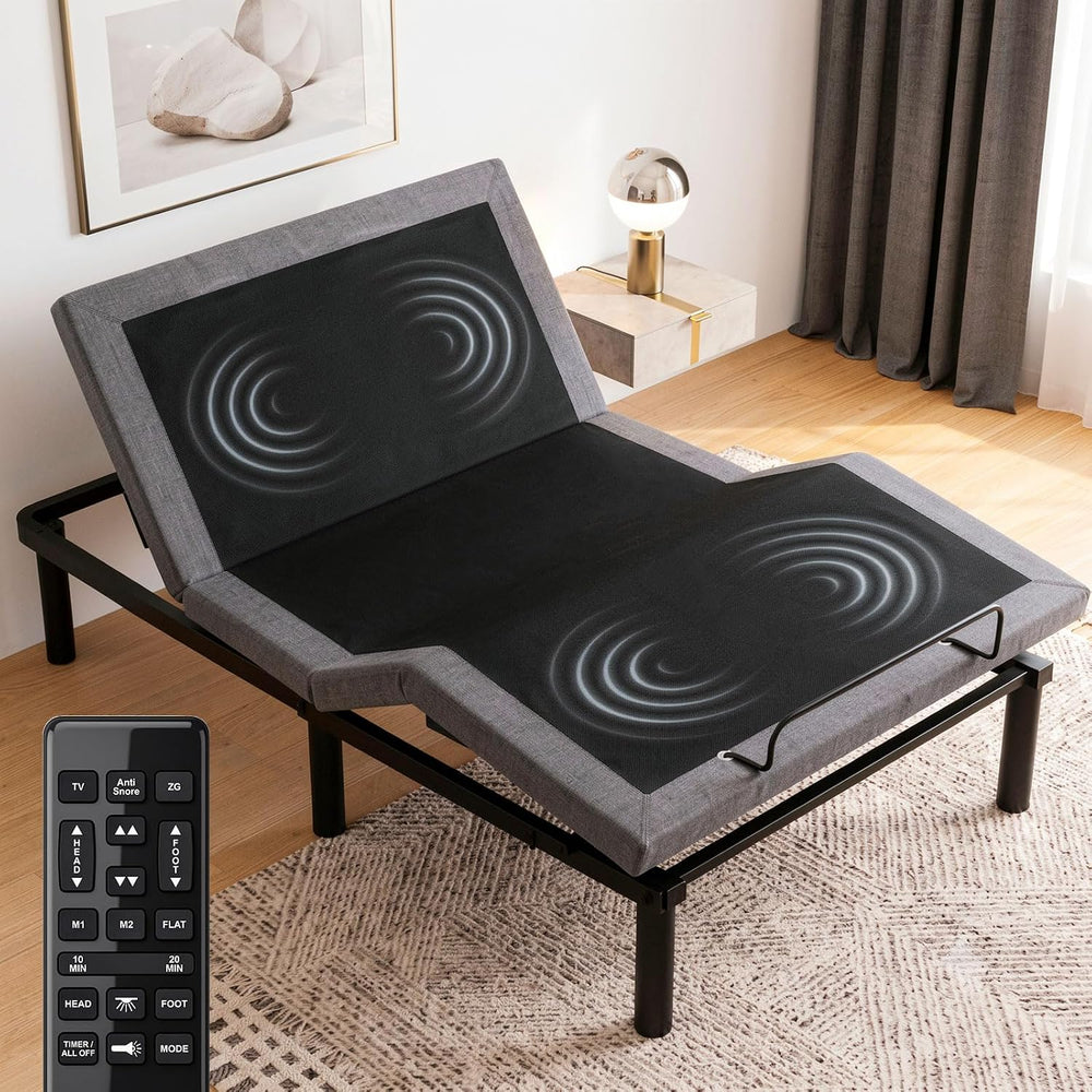 Twin XL Adjustable Bed Frame with Massage,Dual Motors Electric Bed Base