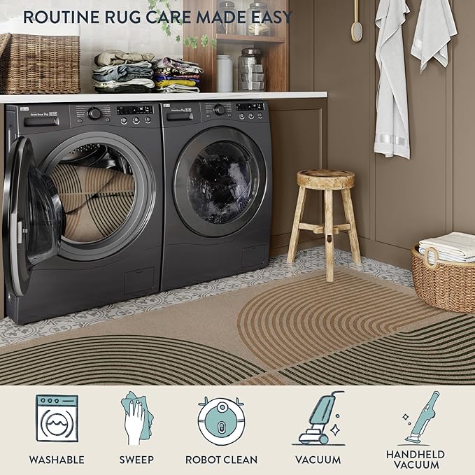 Lahome Enfys Modern Rainbow Easy Jute Rug, 8x10 Living Room Rug Indoor Outdoor - Image 5