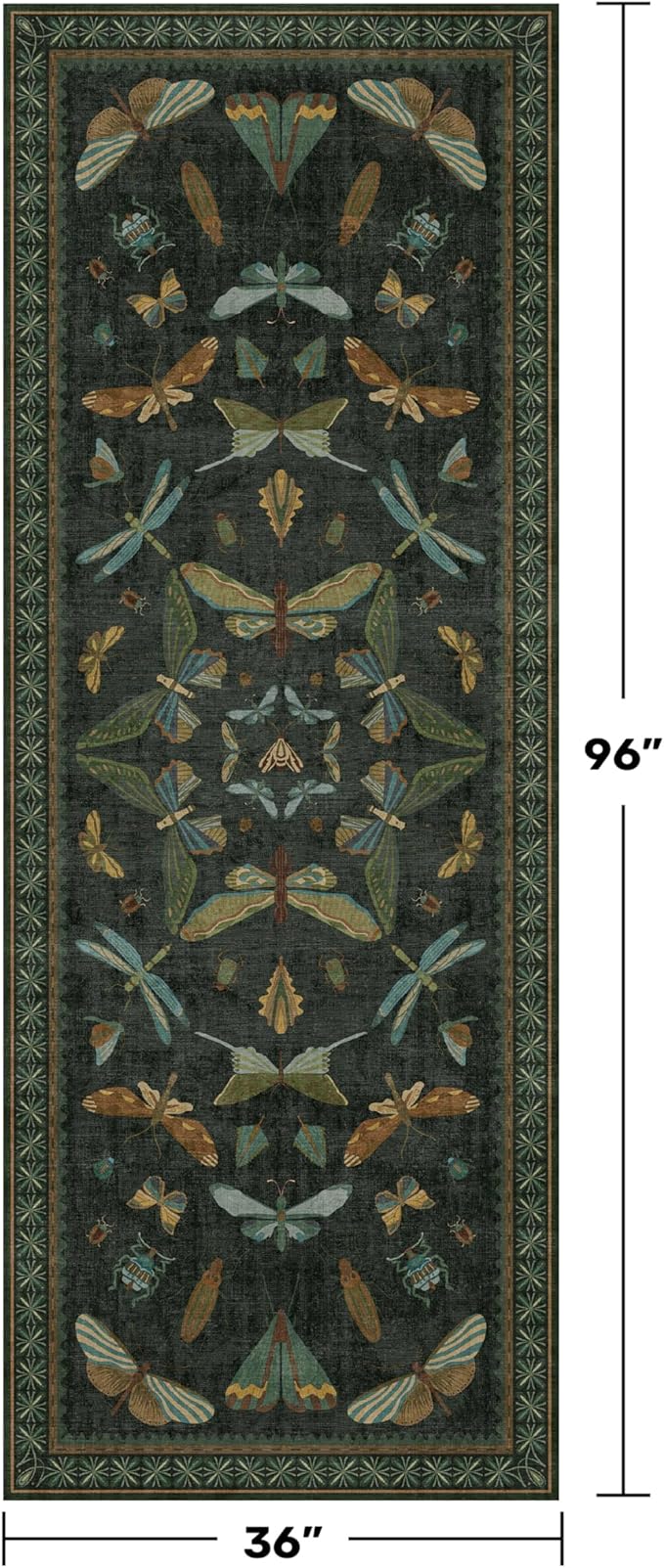 3x8 Dark Green Long Hallway Runner Rug - 8ft Washable Non Skid Wide Runner Rugs - Image 2