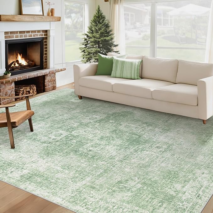 Area Rug 6x9 Washable Rug, Vintage Boho Medallion Rugs Non-Slip Soft Low Pile by VECARF