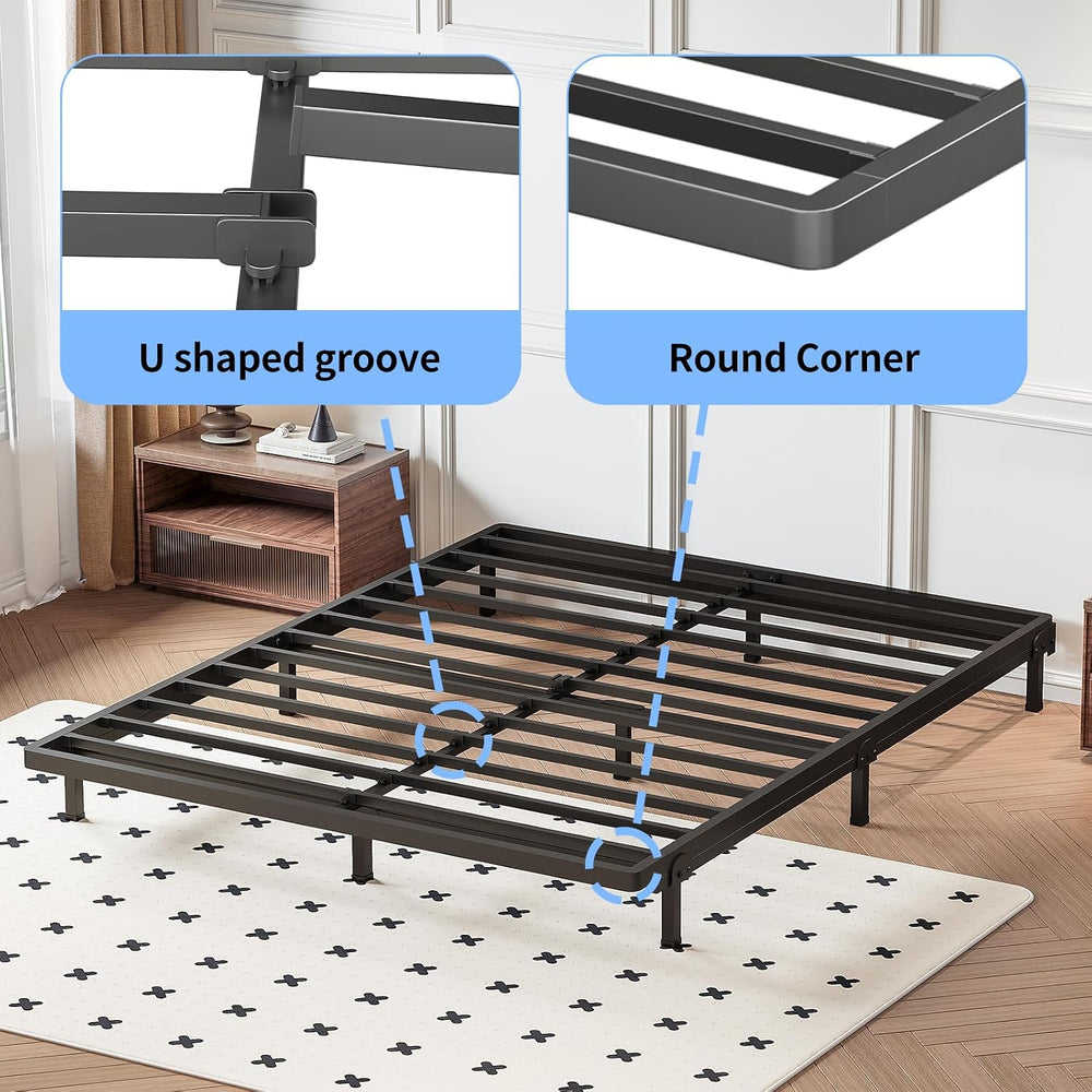 Superay 2 Inch Queen Box Spring Low Profile Metal Bed Base, Easy Assembly