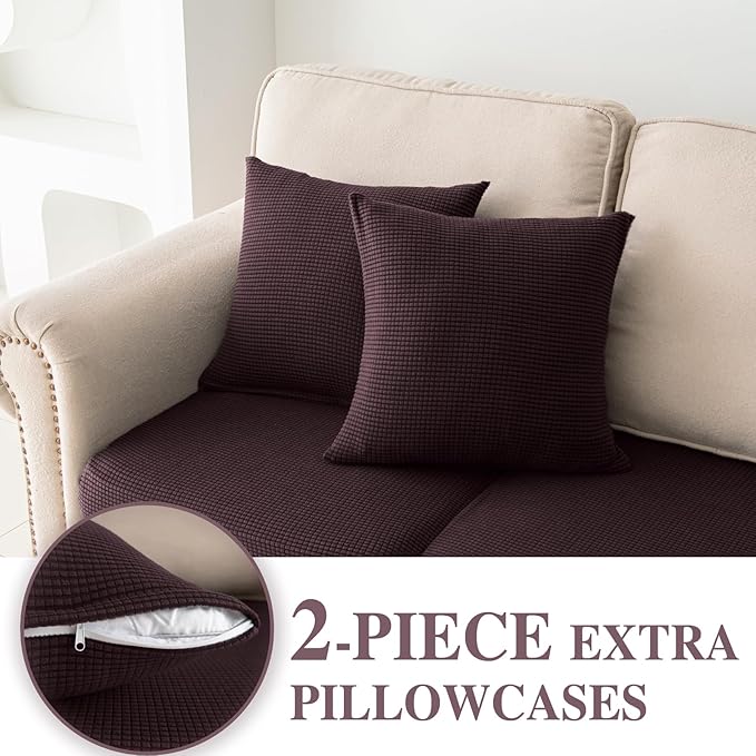 Couch Cushion Covers for Sectional Sofa L Shape Washable Separate Seat Chaise - Image 3