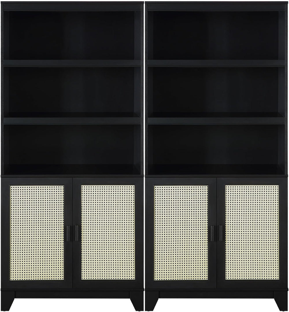 Manhattan Comfort Sheridan Modern Cane Bookcase with Adjustable Open Shelves,...