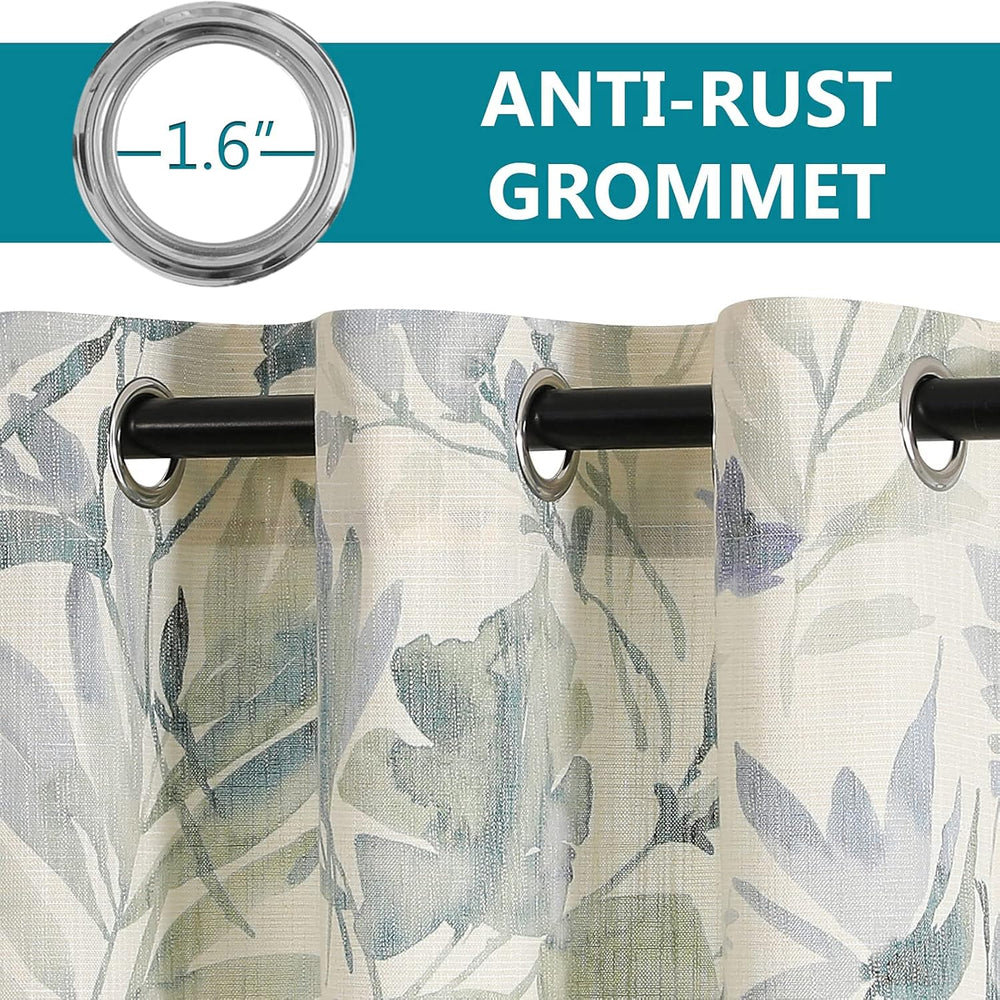 MYSKY HOME Sage Green Curtains 45 Inch Length Light Filtering Cotton Curtains...