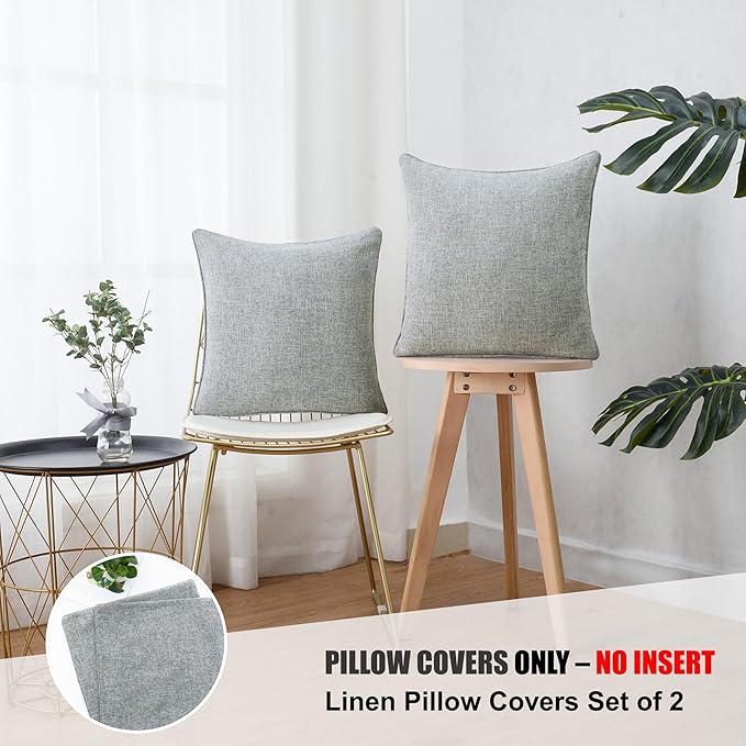 HPUK Linen Throw Pillow Covers Pack of 2, 18x18 Inch Accent Cushion Covers - Image 3