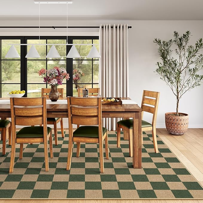 Lahome Checkered Easy Jute Dining Room Rug, 5x7 Indoor Outdoor Rugs - Image 8