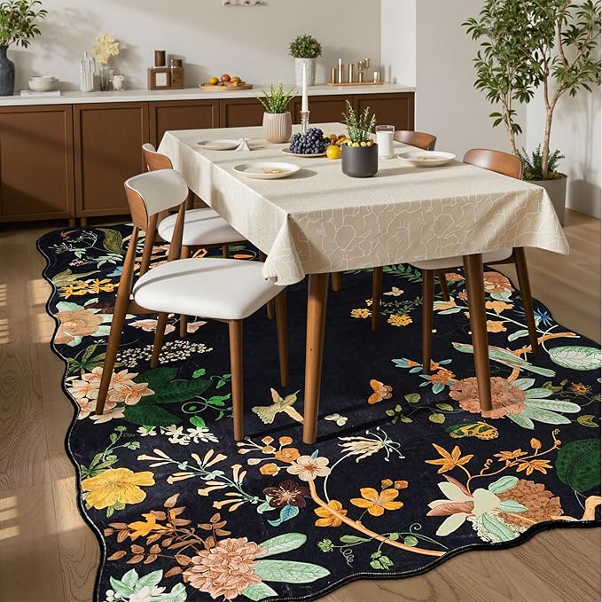 Rugflix 5x7 Floral Area Rug for Living Room, Machine Washable Rugs - Image 3