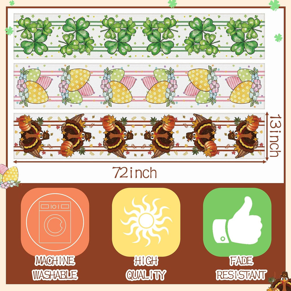 Honeydak 12 Pcs Holiday Table Runner Seasonal Farmhouse Table Decor 13 x 72 I...