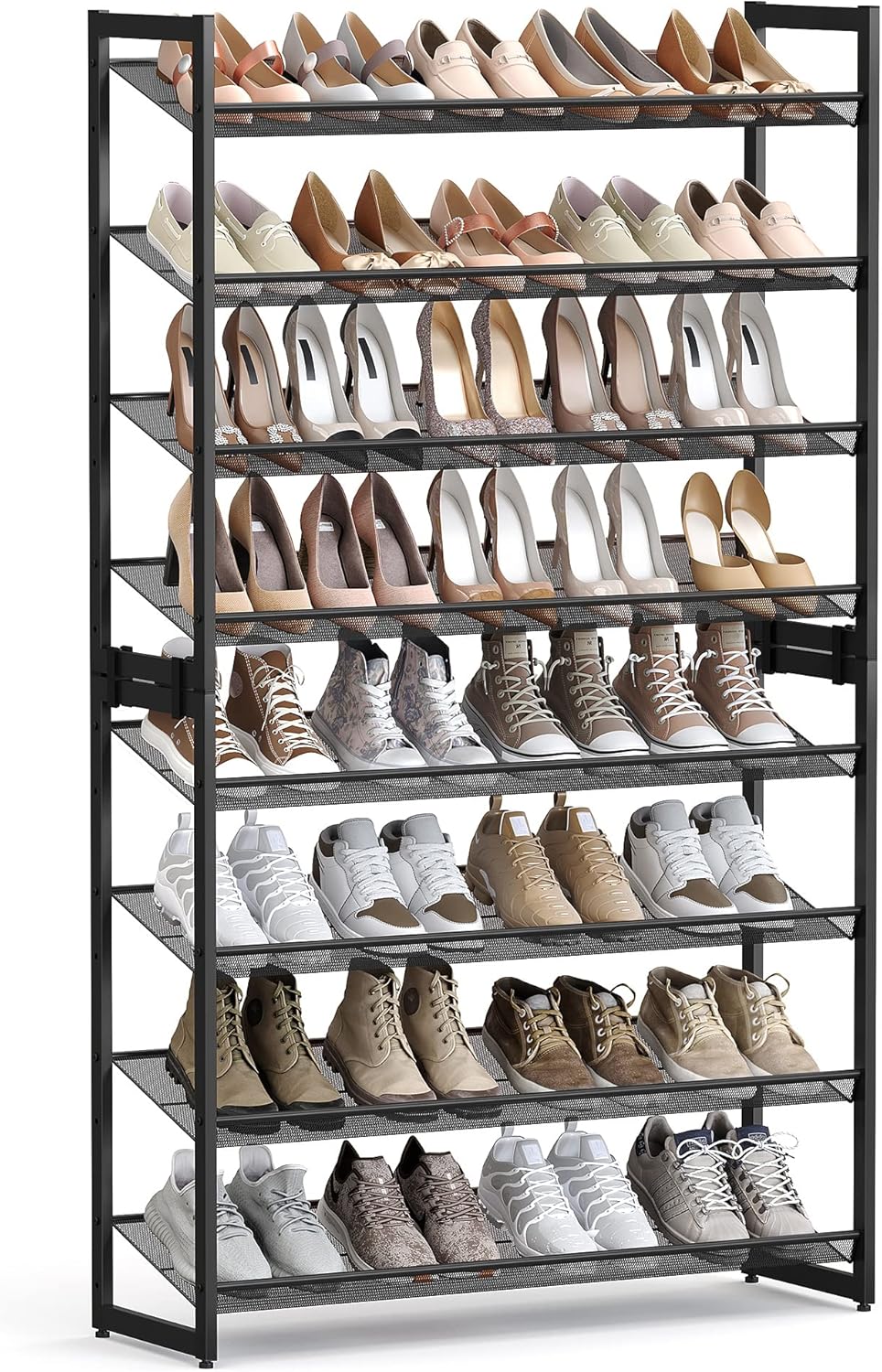 SONGMICS Shoe Rack, 8-Tier Shoe Organizer, Metal Rack for Garage, Set of 2, 4...