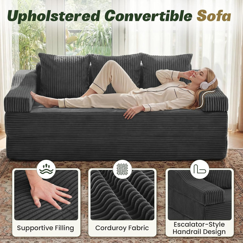 Apicizon 78.7" Folding Convertible Sofa Bed, Boneless Sleeper Sofa Couch...