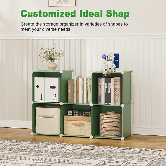 C&AHOME 6-Cube Storage Organizer, Stackable Storage Cubes Shelves, Portable