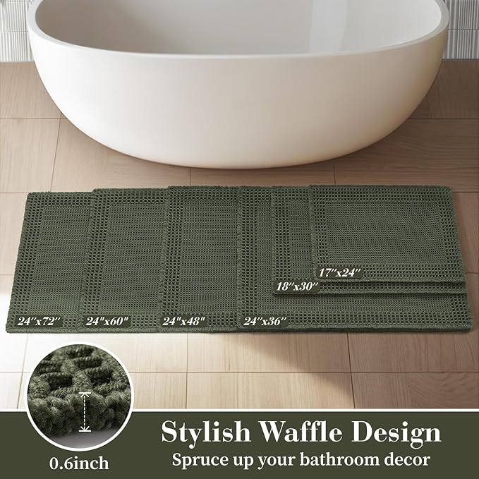 RESARE Waffle Bathroom Runner Rugs, Super Absorbent Bath Mat Non Slip Washable - Image 5
