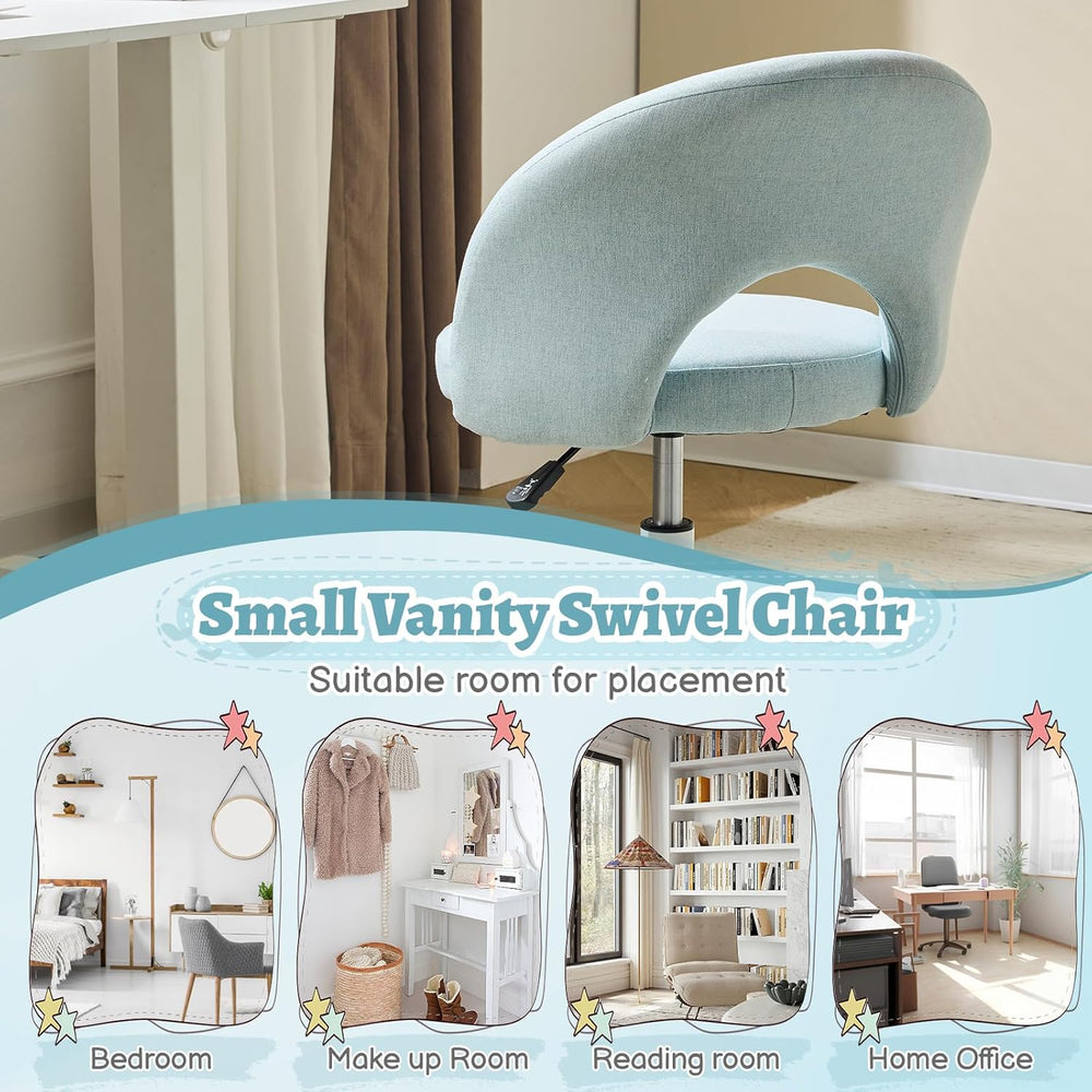 VINGLI Small Vanity Chair with Wheels for Girls.Cute Modern Adjustable Height...