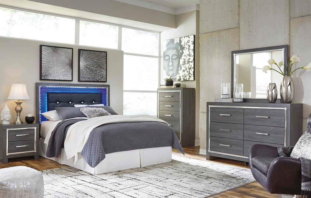 Signature Design by Ashley 6 Drawer Double Dresser with Mirror, Gray