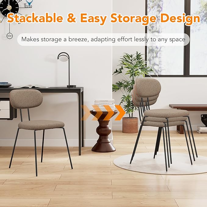 LSSPAID Dining Chairs Set of 6, Linen Fabric Upholstered Dining Room Chairs w...