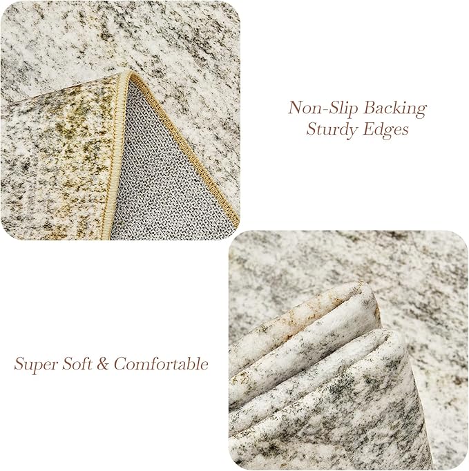 5x7 Area Rugs Gray Rust Low Pile Indoor Washable Trendy Faded Style Rugs - Image 5