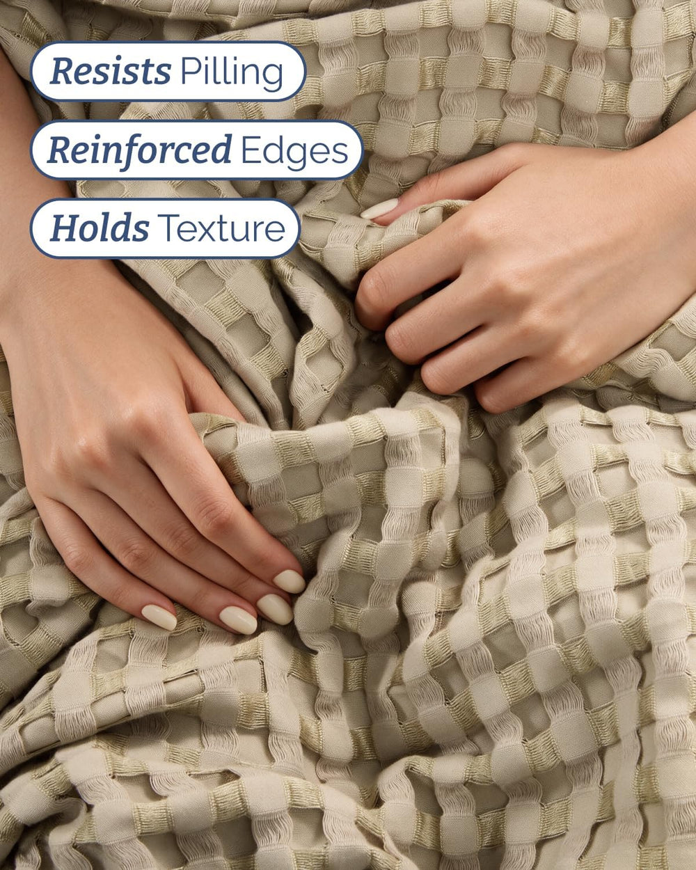 Cooling Waffle Blanket for Hot Sleepers - Queen Size, 90x90, Taupe