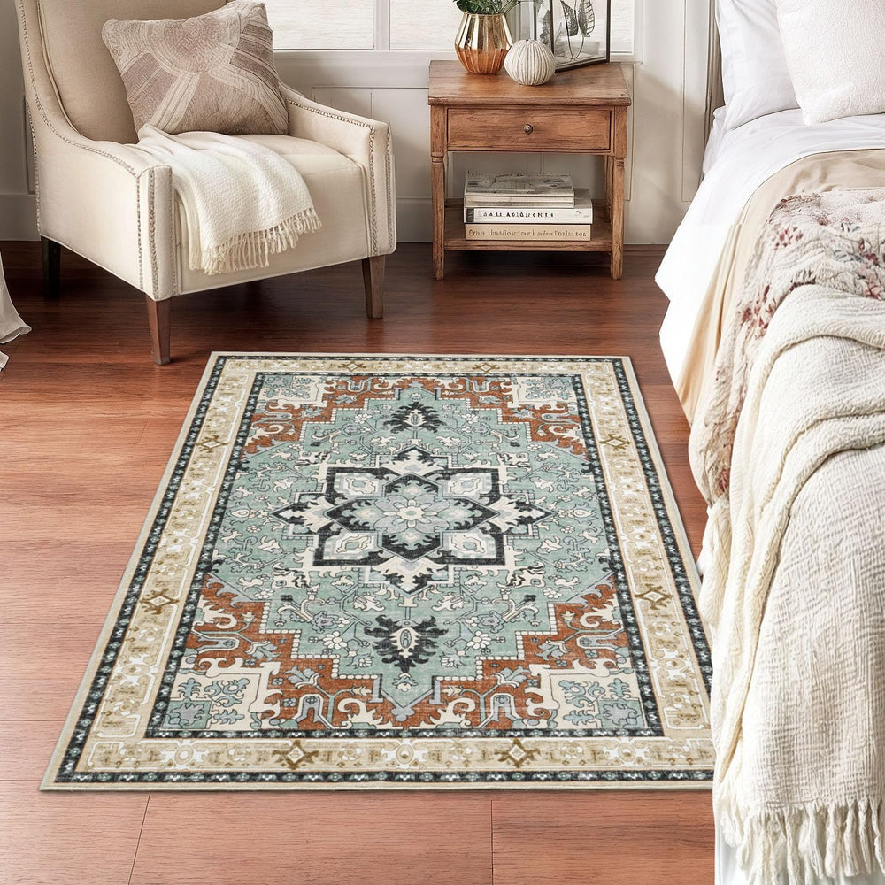 Lofus 3x5 Small Kitchen Area Rugs, Vintage Boho Washable Carpet, Beige