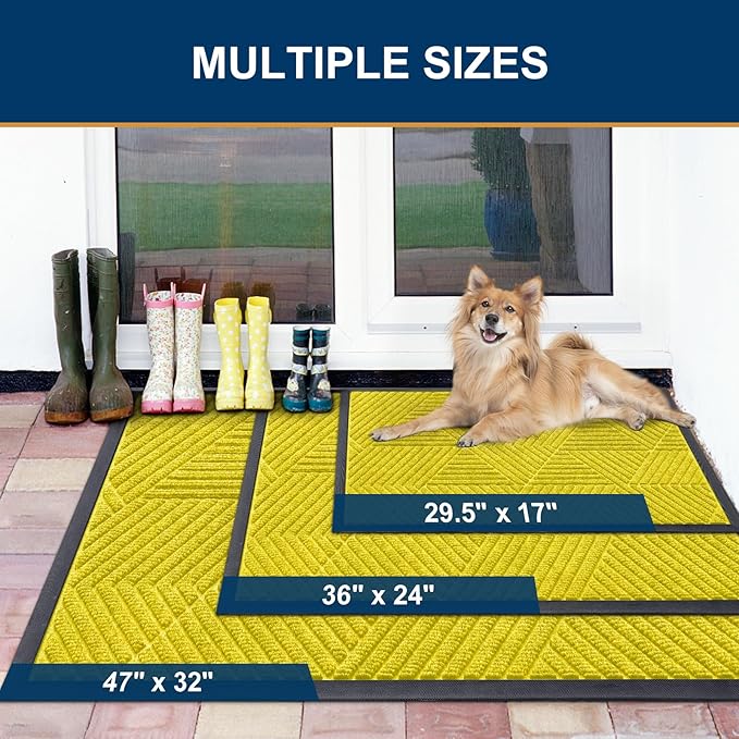Smiry Front Door Mat Outside Entrance, Heavy Duty Sturdy Natural Rubber Doormat - Image 2
