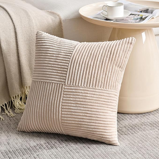 Fancy Homi 2 Packs Tan Decorative Throw Pillow Covers 20x20 Inch - Image 2