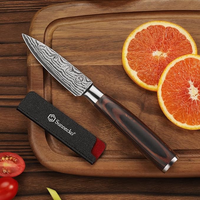 Sunnecko Small Kitchen Knife 3.5 Inch Paring Knife High Carbon Stainless Steel - Image 2