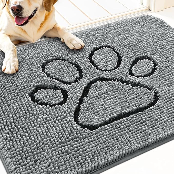 OLANLY Dog Door Mat for Muddy Paws 32x20, Paw Print Design, Absorbs Moisture by OLANLY