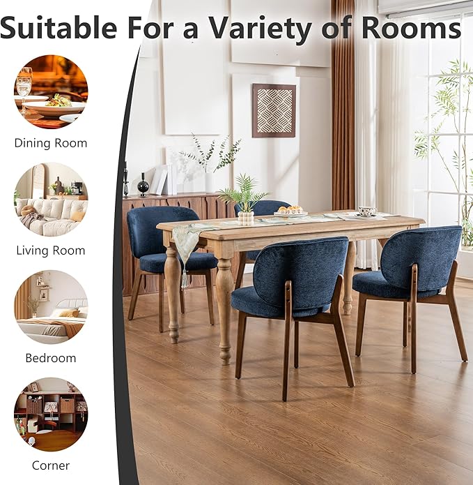 YOUNIKE Dining Chairs Set of 3 Mid Century Modern Kitchen Chair with Back Bou...