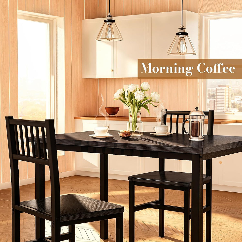 AWQM 3 Piece Dining Table, Small Kitchen Table Set for 2 with Chairs(Black)