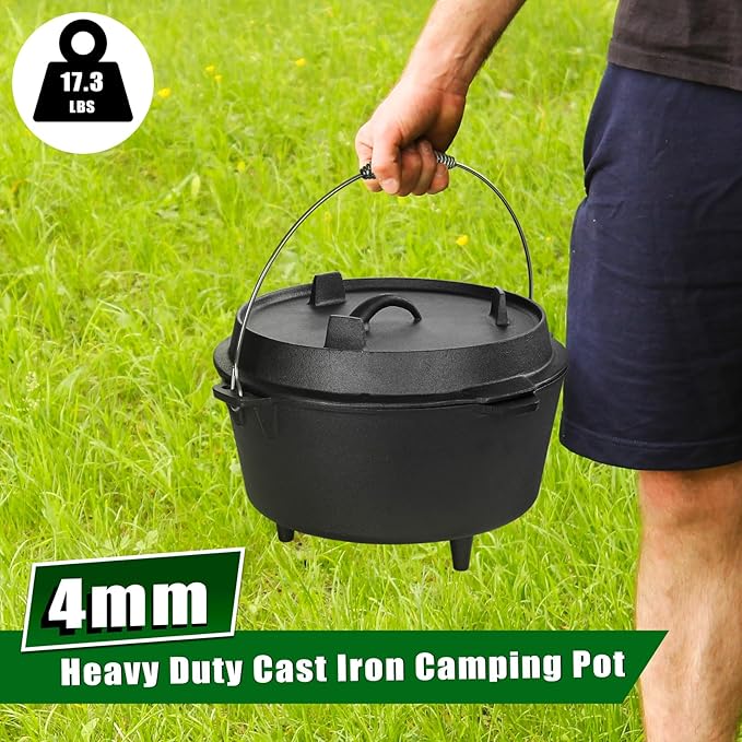 5QT Cast Iron Dutch Oven with Stainless Steel Scrubber, HaSteeL 2-In-1 - Image 6