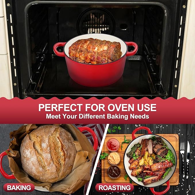 P&P CHEF 5QT Enameled Dutch Oven, Cast Iron Dutch Oven Pot - Image 7