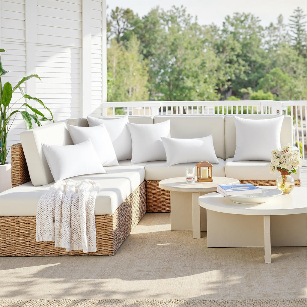 MIULEE 18x18 Outdoor Pillows,Set 4 Waterproof Soft Support Throw Pillows | Soft Support, Decorative Throw Inserts, Water Resistant for Patio Furniture and Garden