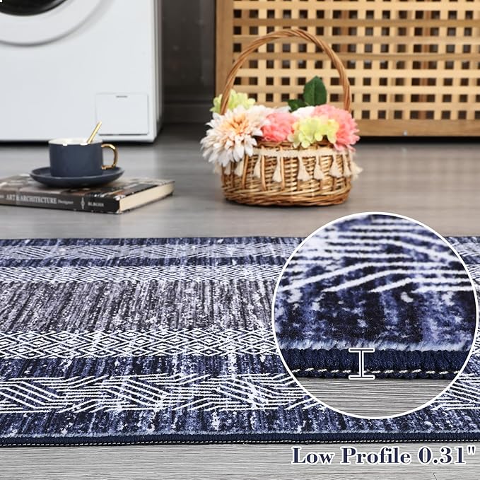GarveeHome Modern Geometric Area Rug 2x3 Distressed Bordered Washable Non Slip - Image 5