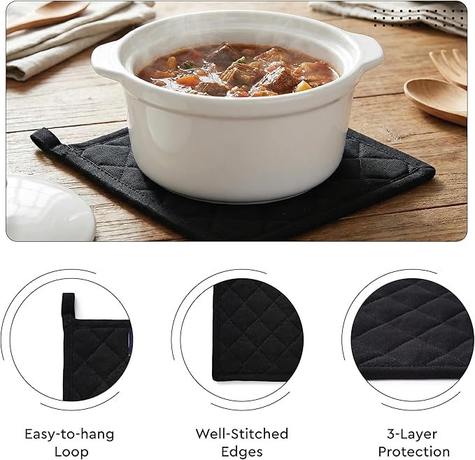 Encasa XO Heat Resistant 100% Cotton Oven Glove & Potholder Set - Image 4