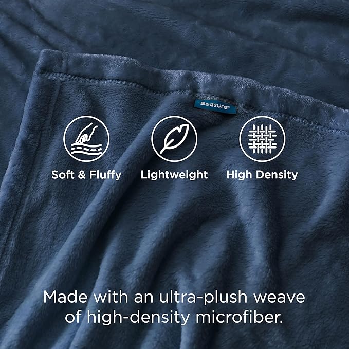 Bedsure GentleSoft Fleece Throw XL Blanket Mineral Blue - Image 3