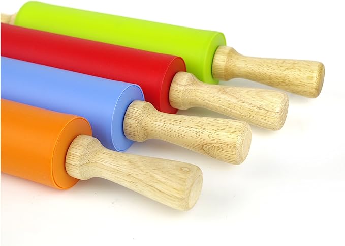 Silicone Rolling Pin for Baking Non-stick Rolling Pin Dough Roller Wooden - Image 7