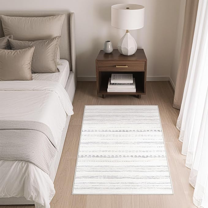 Nakagishi 2X3 Rug Washable Area Rug: Small Soft Boho Farmhouse Neutral Moroccan - Image 4