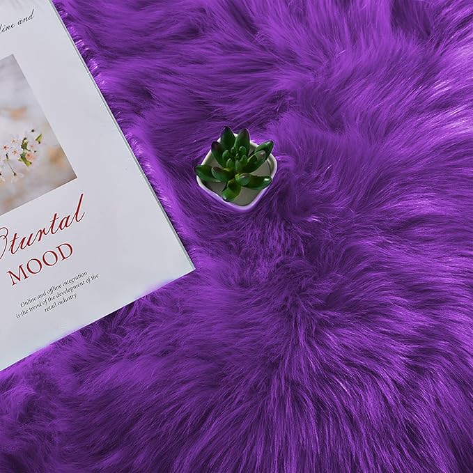 Latepis Fluffy Shag Purple 3x5 Rugs Washable Faux Fur Rug Furry Carpet - Image 6