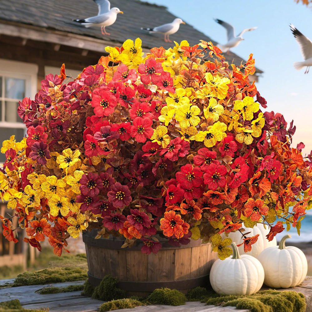 Grunyia 20 Bundles UV Resistant Artificial Fall Flowers for Outdoor - No Main...