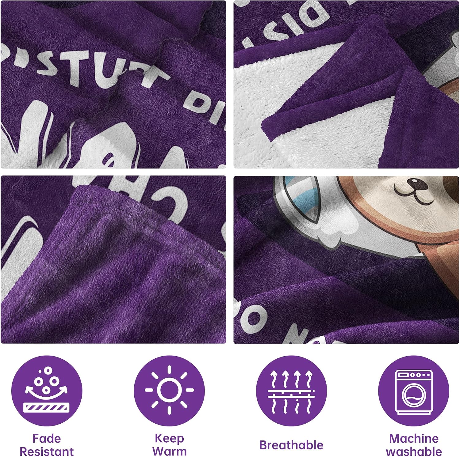 Leebbsin Funny Nana Gifts, Nana Birthday Gifts from Grandkids | Nana is Charging Sloth Blanket 60" X 50", Purple, Gifts for Nana Christmas Mothers Day, Soft Sloth Throws Blanket for Nana