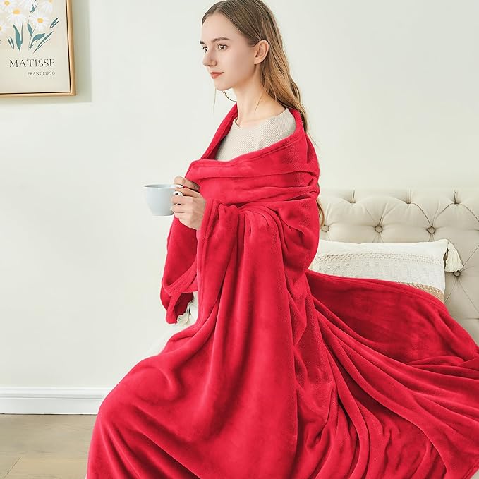BEDELITE Fleece Blanket Red Throw Blanket - Image 4