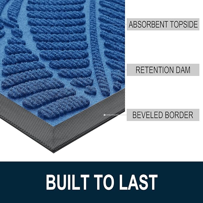 Colorxy Waterproof Doormat, Sturdy Natural Rubber Front Door Mats, Non Slip Low - Image 3
