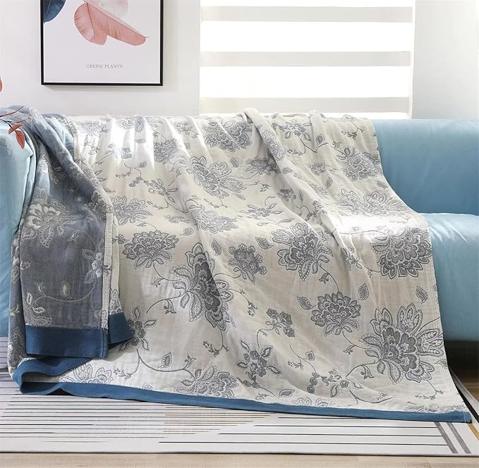 MSGKV Spring Throw Blanket 100% Cotton 60''x 80'', Versatile Woven Soft by MSGKVHomeTextiles