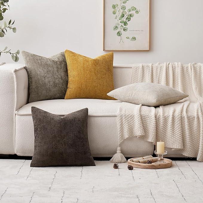 MIULEE Pack of 2 Couch Throw Pillow Covers 20x20 Inch Neutral Dark Brown Boho - Image 2