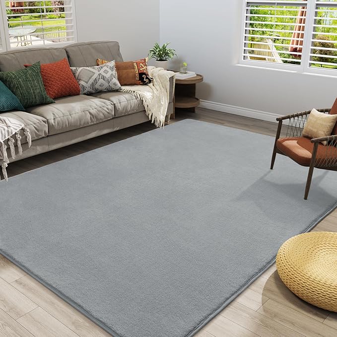 Amearea Modern Area Rugs for Bedroom Living Room, 4x6 Feet Grey Thickened - Image 4