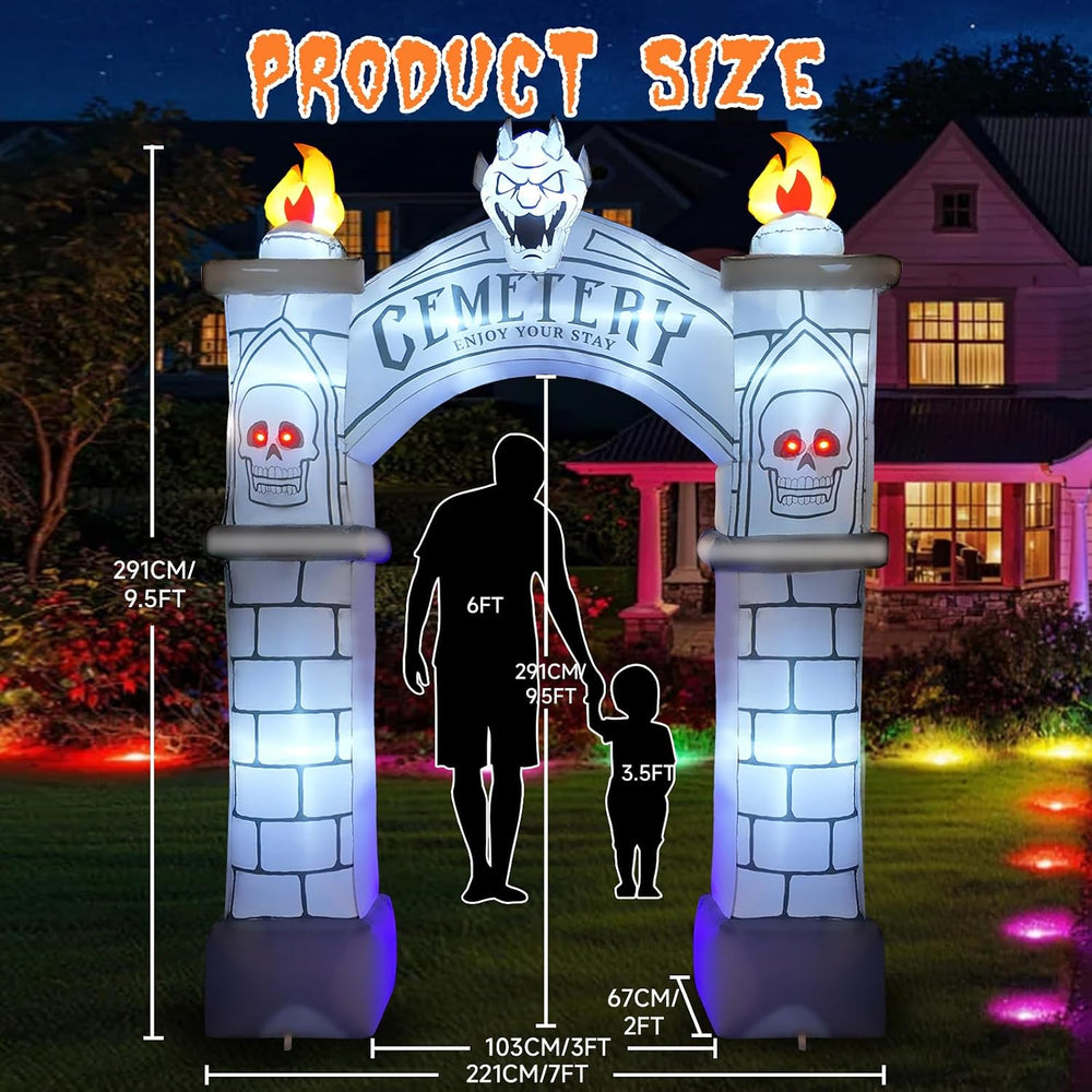 9.5FT Halloween Inflatable Archway, Giant Blow up Arch Yard Decorations with ...